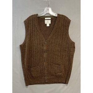 Jos A Bank Cardigan Sweater Mens L Brown Merino Wool Silk V-Neck Italian Yarn